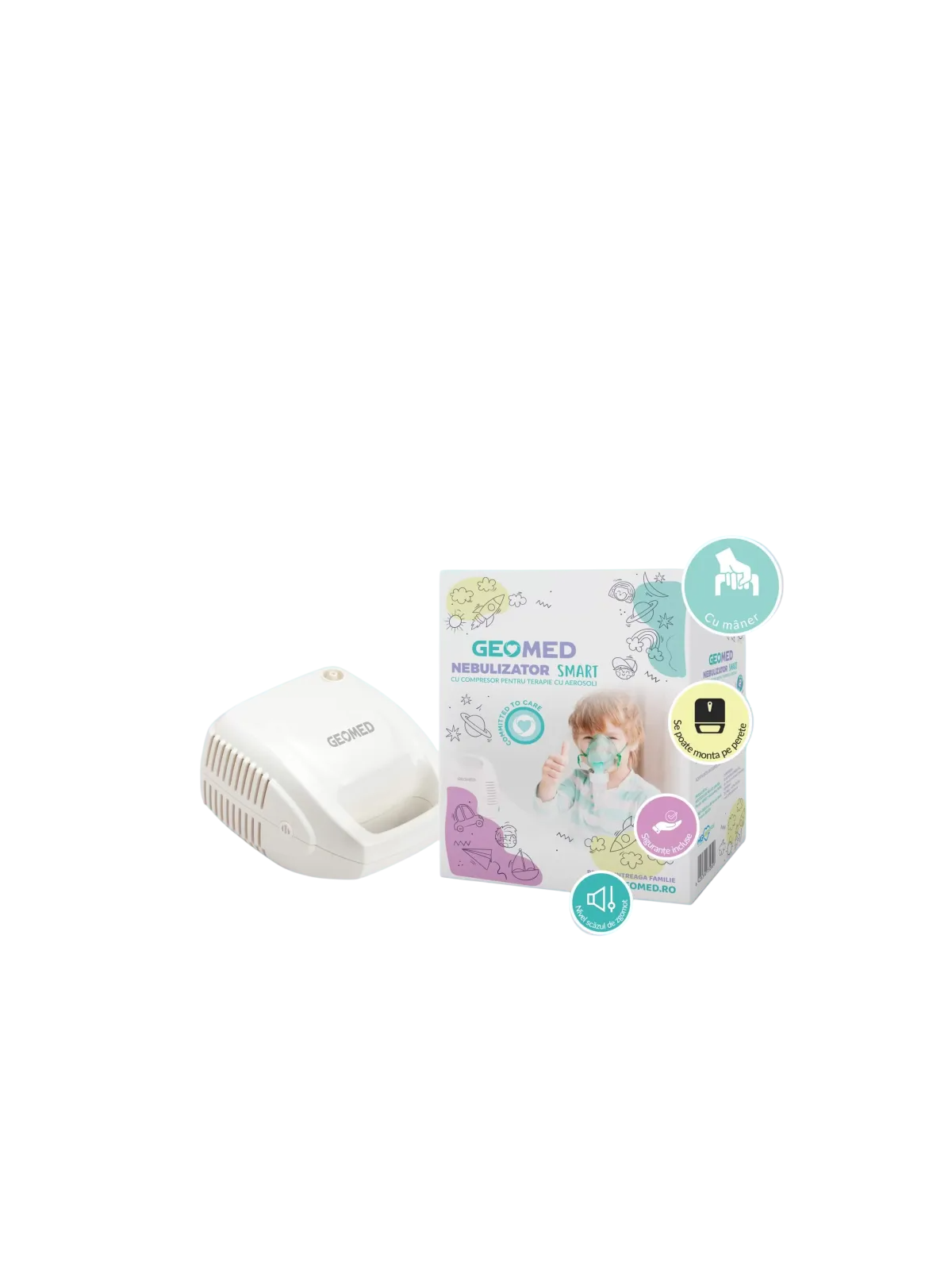 Geomed Geomed Nebulizers With Compressor & Compact Design For Adults & Children elettrico Adult Mask Child Mask Mouthpiece Air