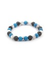 Agato perlina bracciale fatto di howlite e lava pietra MINK66 unisex blu grigio argento bianco 1366-17