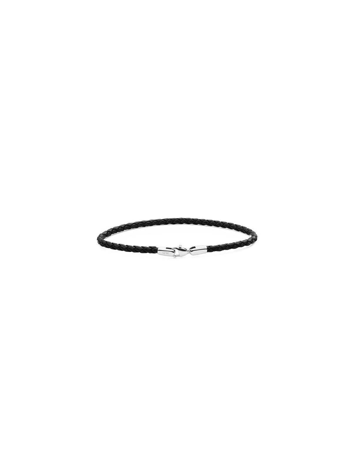 Daniel Wellington intrecciato cuoio nero bracciale Sheffield Daniel DW004017 uomo nero argento 0406-185