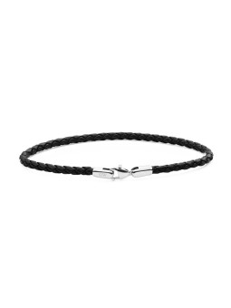 Daniel Wellington intrecciato cuoio nero bracciale Sheffield Daniel DW004017 uomo nero argento 0406-195