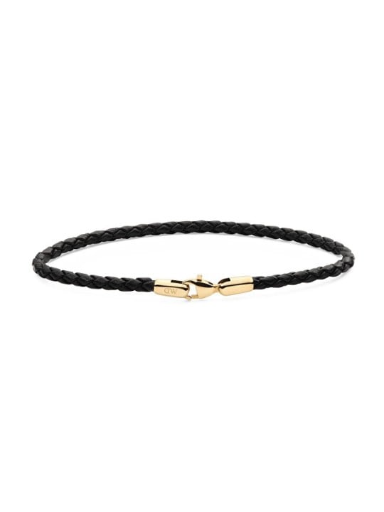 Daniel Wellington nero intrecciato pelle bracciale Sheffield Daniel DW004017 uomo oro nero 0408-195