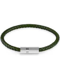 Guess Blackjackgreen pelle bracciale JUXB03238JWSTDG uomo verde argento 2801-20
