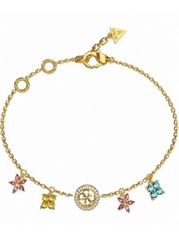 Guess placcato oro bracciale con ciondoli Secret giardino JUBB06033JWYGMCS donna trasparente oro multicolore 3819-184