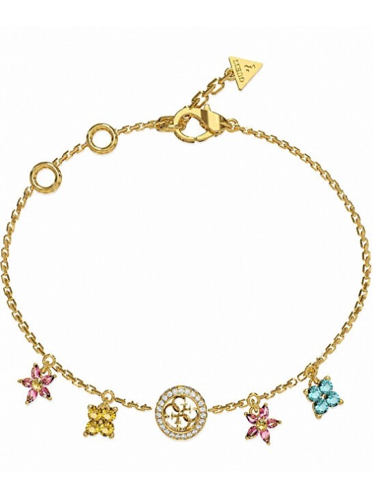 Guess placcato oro bracciale con ciondoli Secret giardino JUBB06033JWYGMCS donna trasparente oro multicolore 3819-184