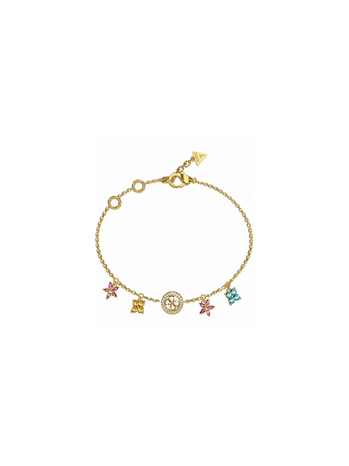 Guess placcato oro bracciale con ciondoli Secret giardino JUBB06033JWYGMCS donna trasparente oro multicolore 3819-184