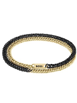 Hugo Boss bicolore bracciale uomo Jaxe 1580392 uomo bicolore oro nero 0424-19