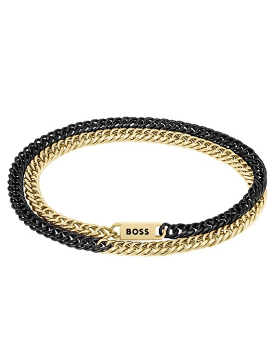 Hugo Boss bicolore bracciale uomo Jaxe 1580392 uomo bicolore oro nero 0424-19