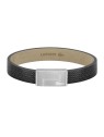 Lacoste cuoio nero bracciale monogramma pelle 2040185 uomo nero argento 0104-175