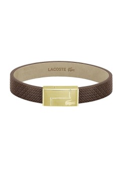 Lacoste marrone pelle bracciale monogramma pelle 2040187 uomo marrone oro 0106-19