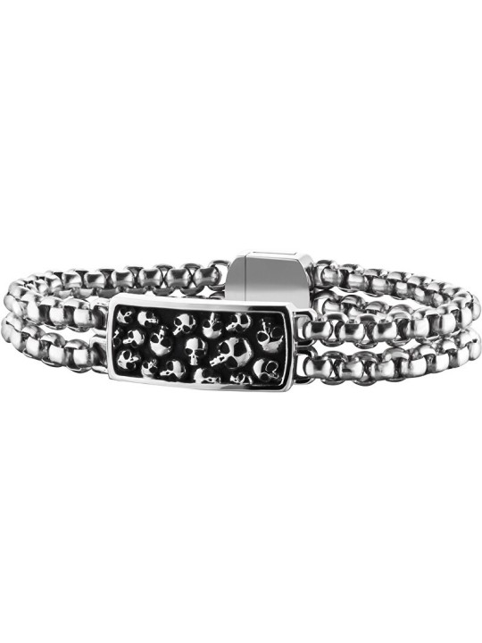Police Battlefield Skull bracciale PJ25698BSS/01 uomo argento 0327-22