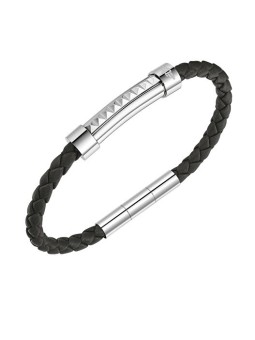 Police senza tempo in pelle bracciale rock Rebel PEAGB0001413/4 uomo grigio argento 0767-18