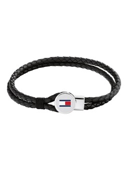 Tommy Hilfiger Modern pelle bracciale in nero 2790654 uomo nero argento tricolore 1721-175