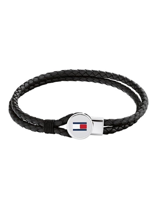 Tommy Hilfiger Modern pelle bracciale in nero 2790654 uomo nero argento tricolore 1721-175