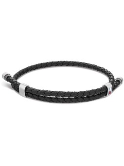 Tommy Hilfiger elegante pelle bracciale TH2790224 uomo nero argento 0885