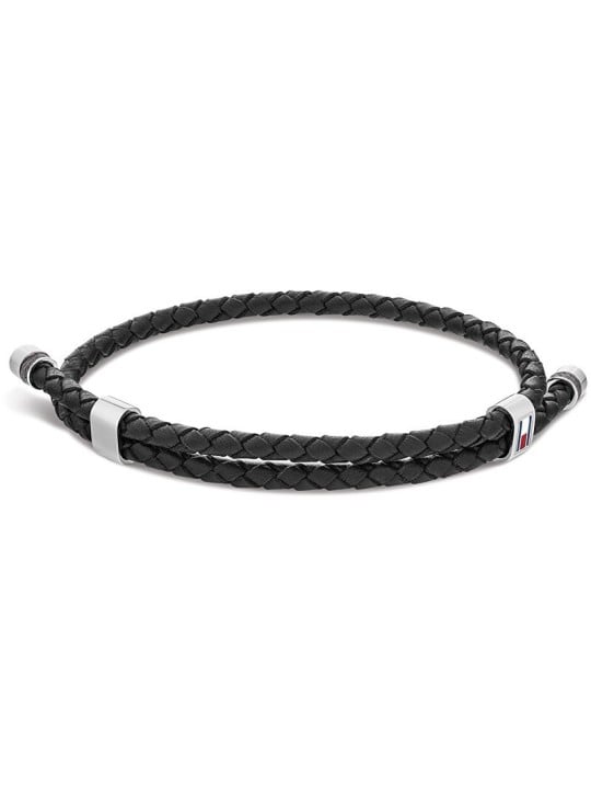 Tommy Hilfiger elegante pelle bracciale TH2790224 uomo nero argento 0885