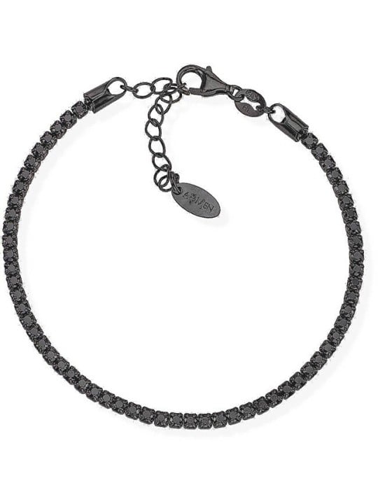 Amen Modern argento bracciale con zirconi tennis BTNN16 donna nero 0339