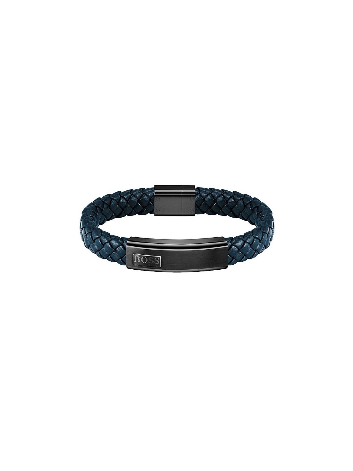 Hugo Boss scuro blu in pelle bracciale Lander 1580179M uomo nero blu 0029