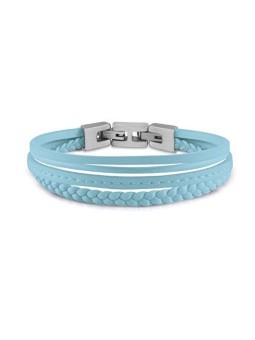 Guess azzurro pelle bracciale Malibu JUMB01345JWSTBBT / U unisex blu azzurro argento 2018