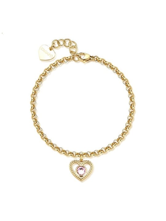 S'Agapõ romantico oro placcato cuore bracciale Lucky chiaro SKT42 donna oro rosa 1408