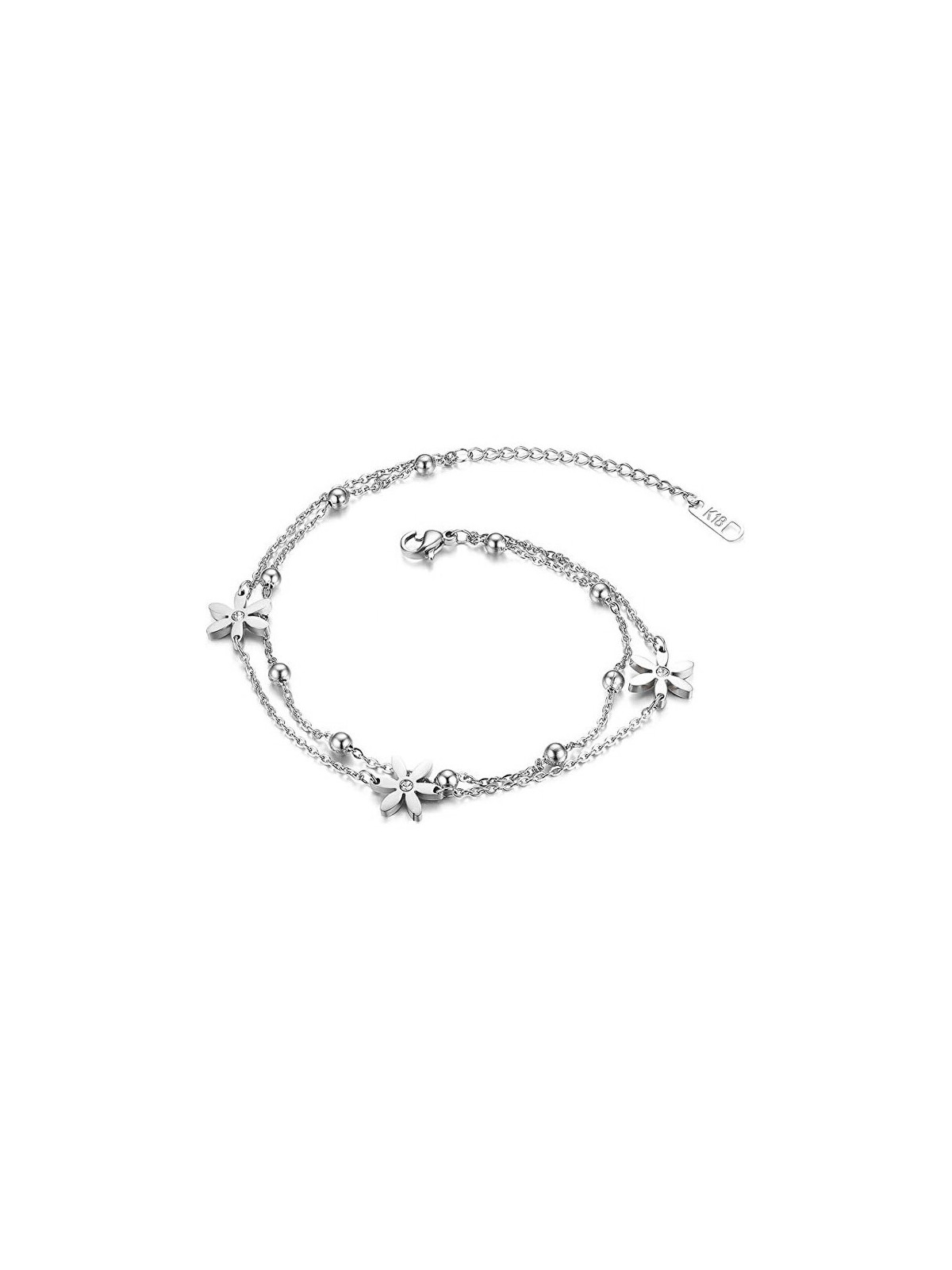 Troli Double acciaio leg bracciale con fiori donna oro 4363
