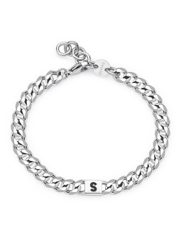 S'Agapõ uomo S monogramma SMG28 acciaio bracciale uomo nero argento 1700