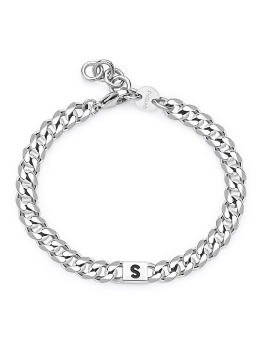 S'Agapõ uomo S monogramma SMG28 acciaio bracciale uomo nero argento 1700