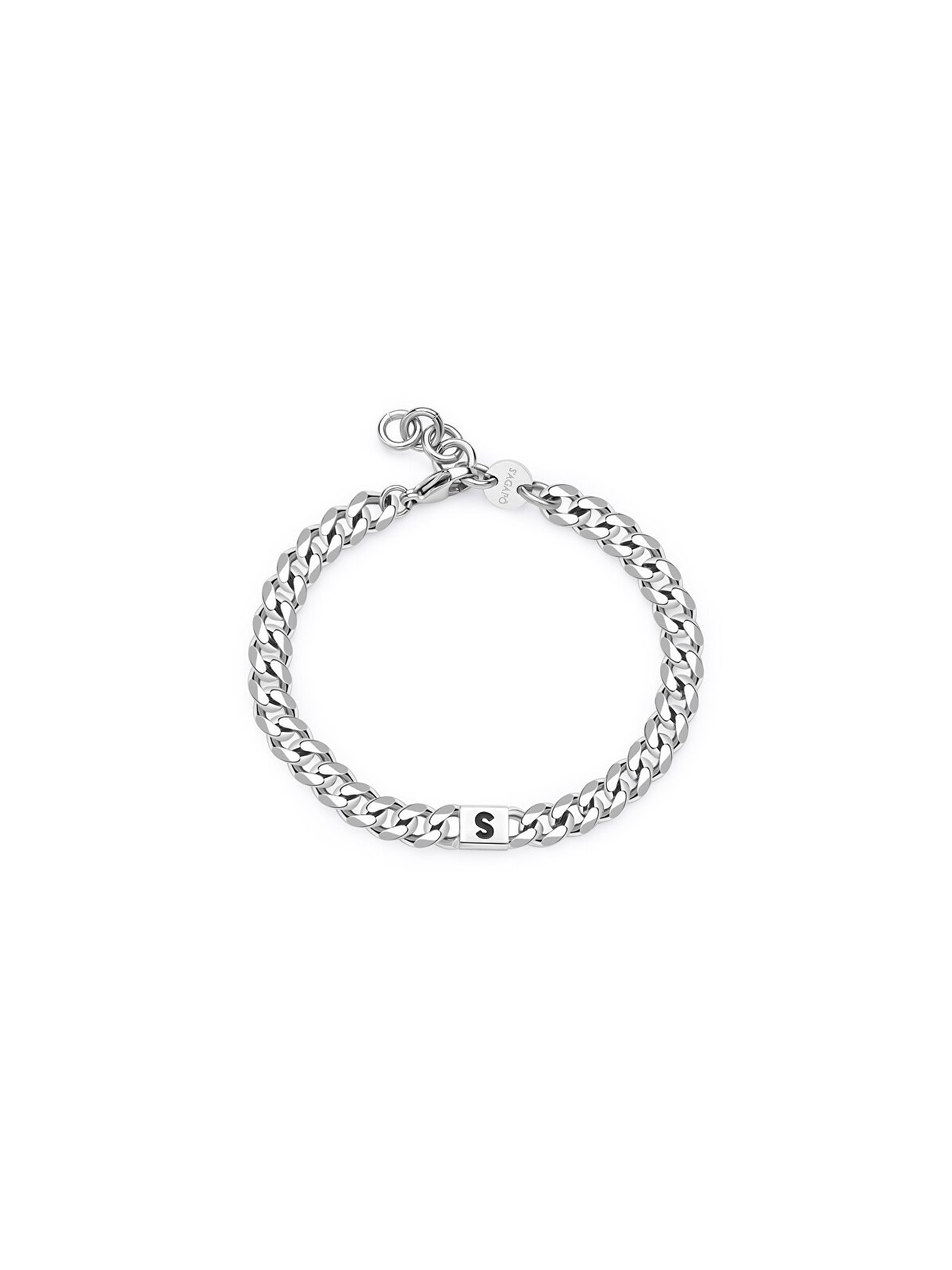 S'Agapõ uomo S monogramma SMG28 acciaio bracciale uomo nero argento 1700