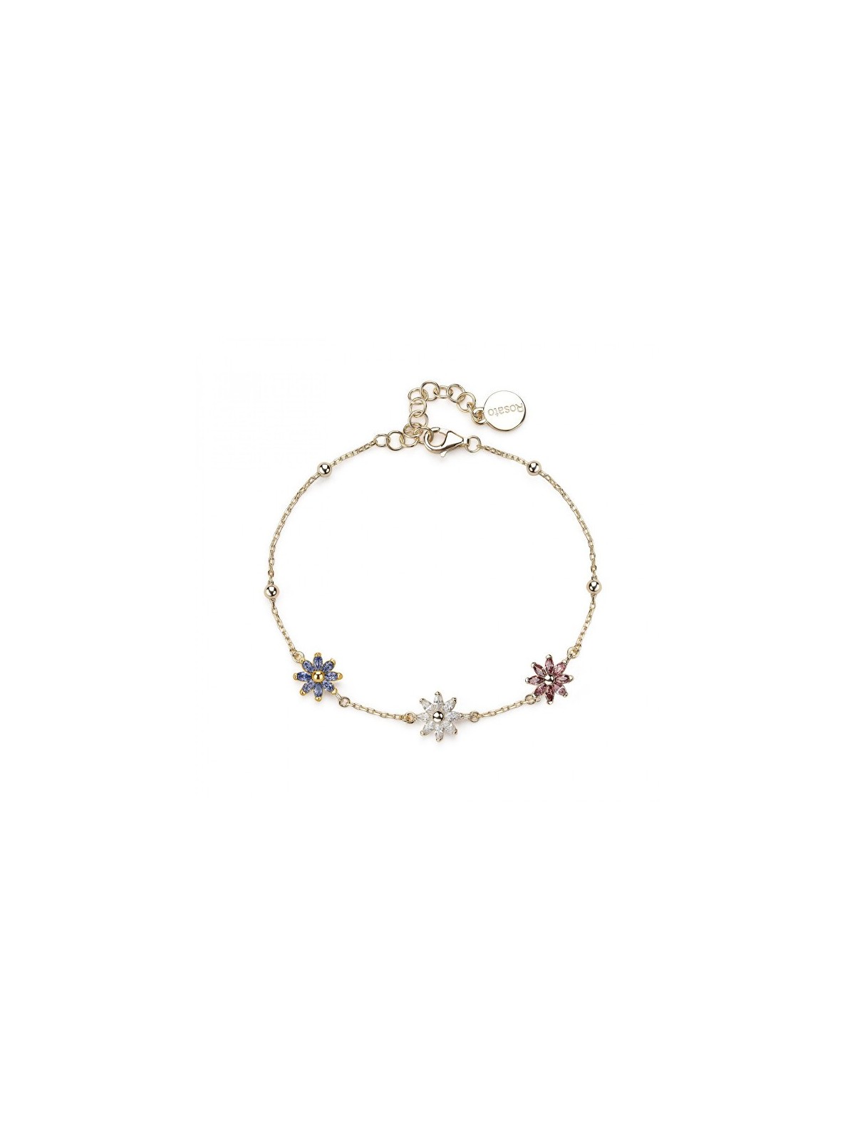 Rosato abbinato placcato oro bracciale con fiori Gaia RZGA68 donna blu trasparente fucsia oro 1922