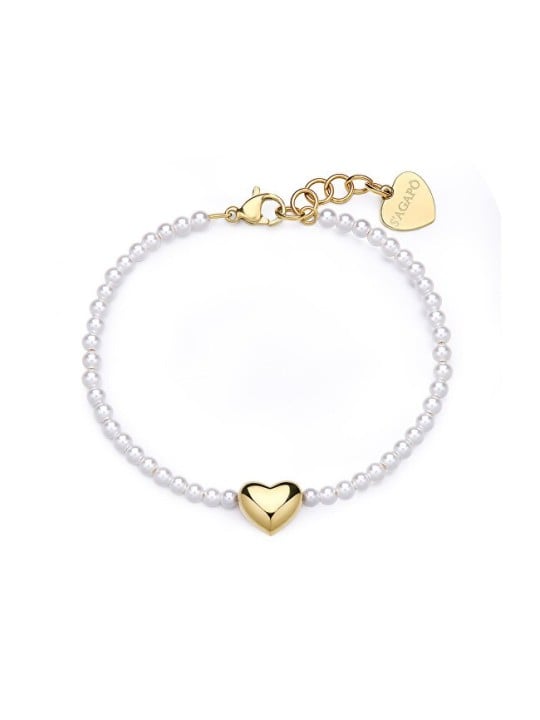 S'Agapõ romantico placcato oro bracciale con perle stellare SSE42 donna oro perlato bianco 2350