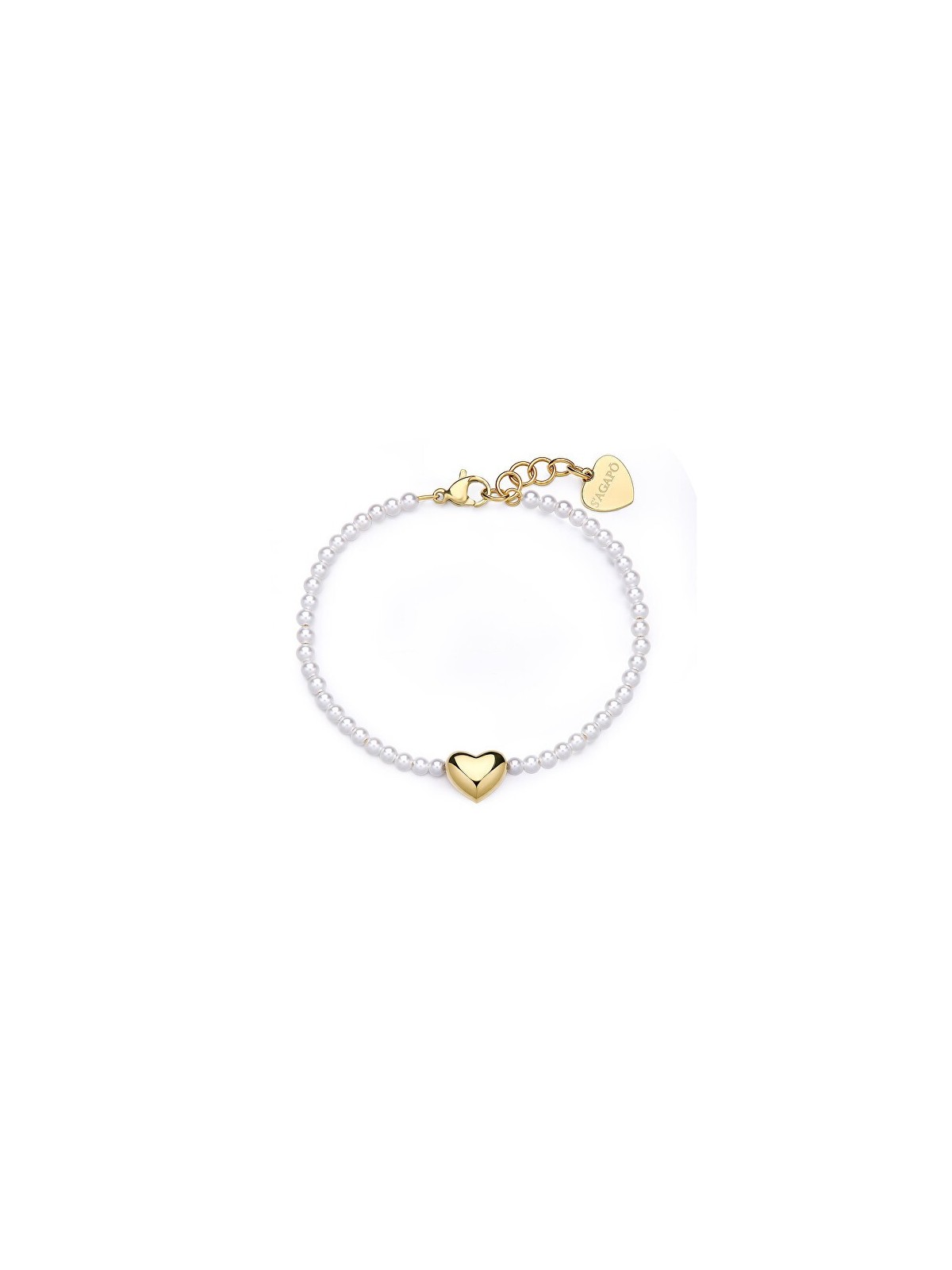S'Agapõ romantico placcato oro bracciale con perle stellare SSE42 donna oro perlato bianco 2350