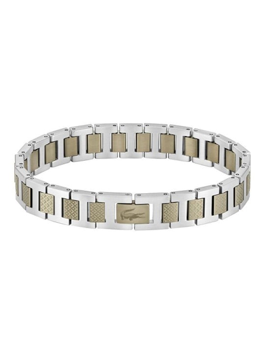 Lacoste uomo acciaio bracciale metropole 2040419 uomo marrone argento 0286