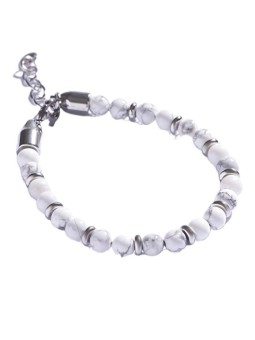 Marc Malone uomo beaded bracciale con howlite MCGB5006 uomo argento bianco 0132