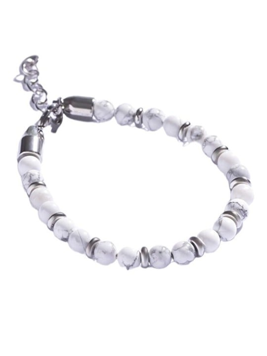 Marc Malone uomo beaded bracciale con howlite MCGB5006 uomo argento bianco 0132