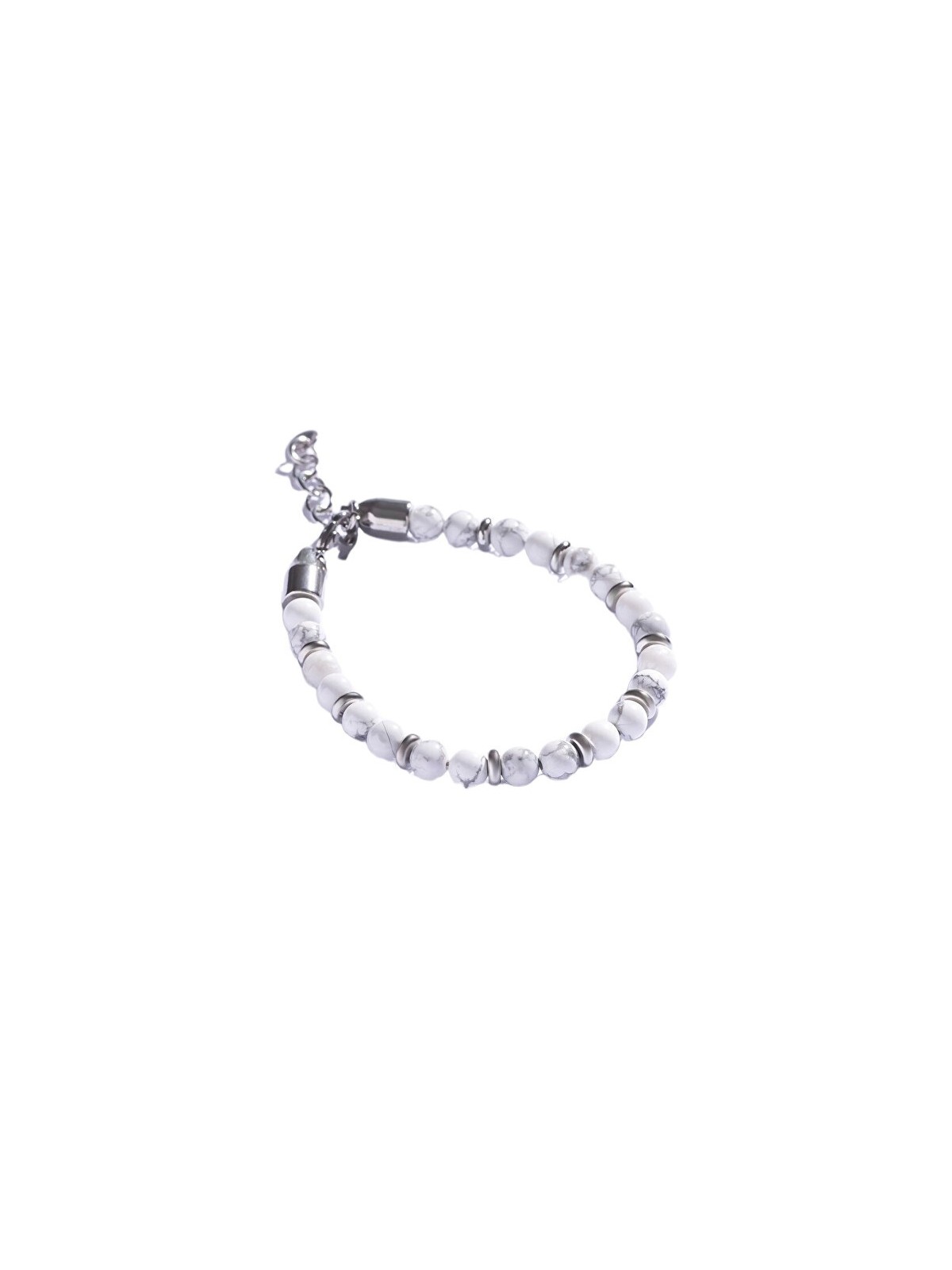 Marc Malone uomo beaded bracciale con howlite MCGB5006 uomo argento bianco 0132