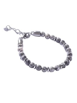Marc Malone uomo beaded bracciale withgray jasper MCGB5007 uomo grigio argento 0133
