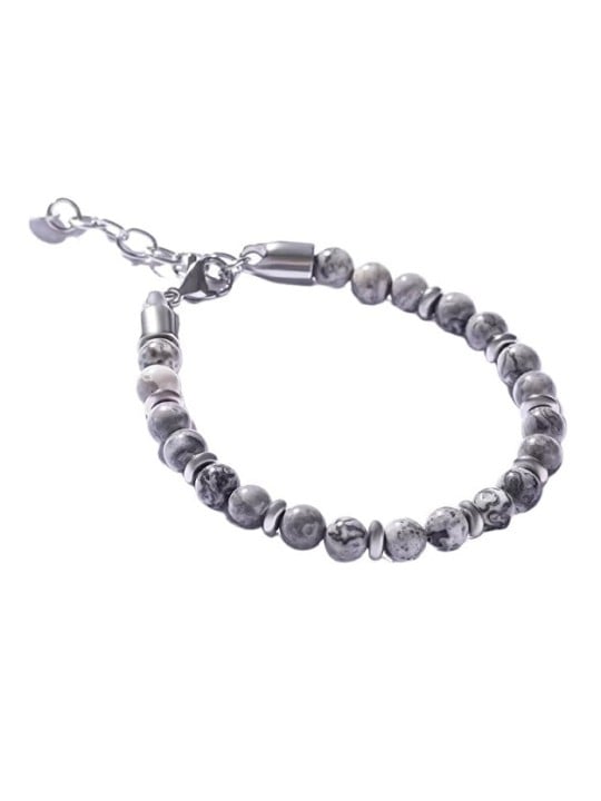 Marc Malone uomo beaded bracciale withgray jasper MCGB5007 uomo grigio argento 0133