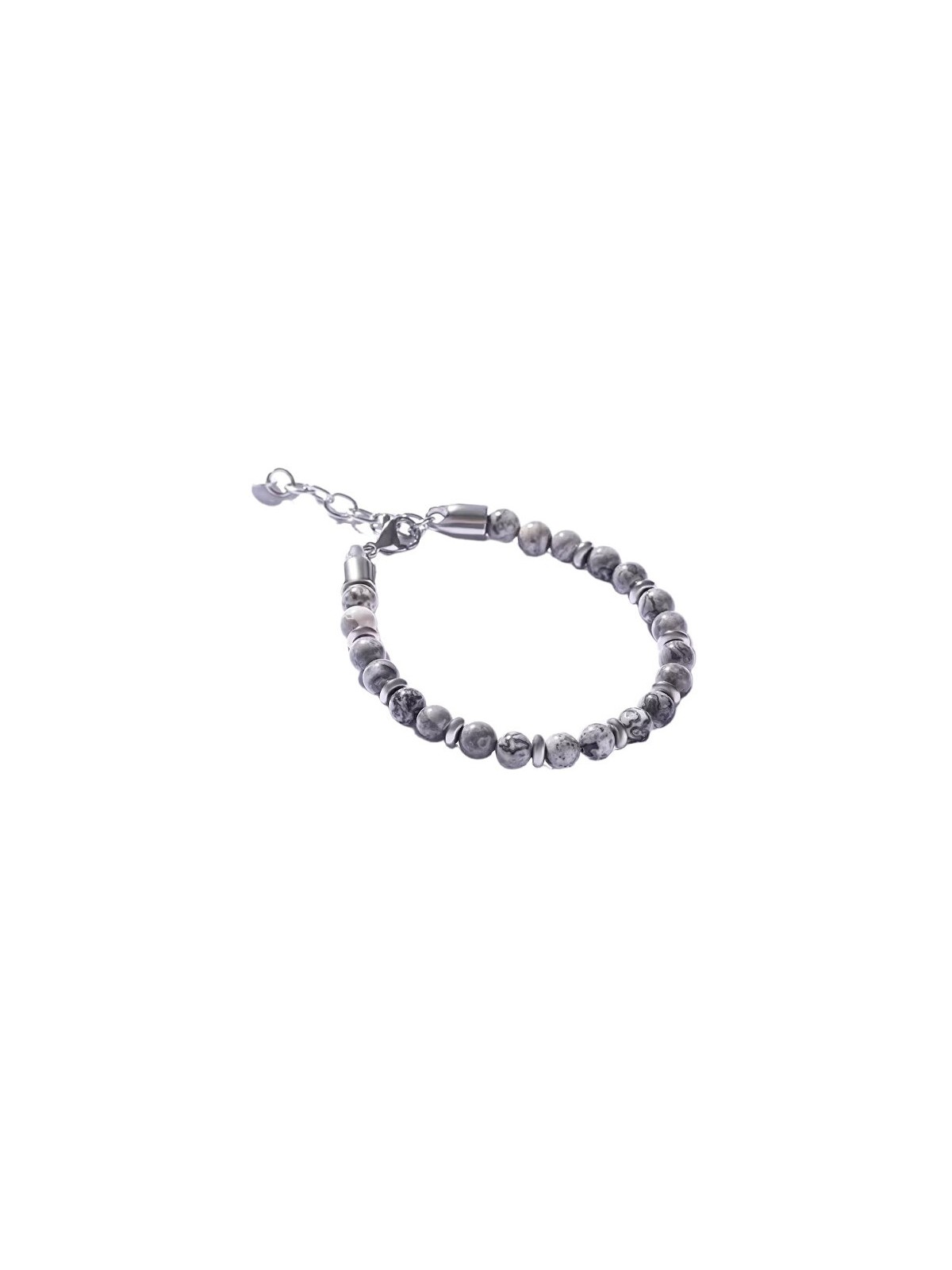 Marc Malone uomo beaded bracciale withgray jasper MCGB5007 uomo grigio argento 0133