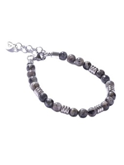 Marc Malone uomo beaded bracciale con larvikite MCGB5026 uomo grigio argento 0223