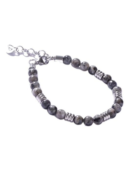 Marc Malone uomo beaded bracciale con larvikite MCGB5026 uomo grigio argento 0223