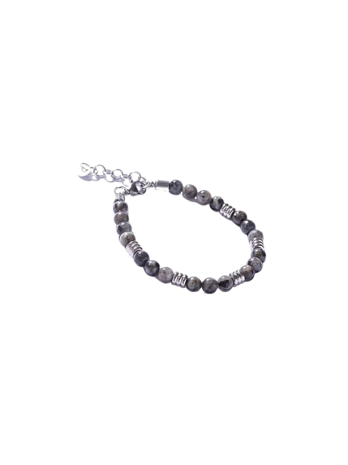 Marc Malone uomo beaded bracciale con larvikite MCGB5026 uomo grigio argento 0223