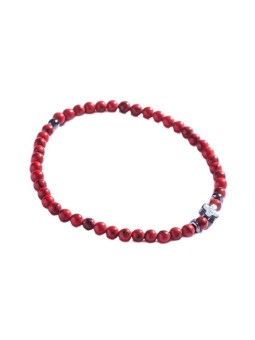 Marc Malone Modern beaded bracciale uomo MCGB5098 uomo nero rosso argento 0249