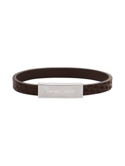Emporio Armani marrone pelle bracciale EGS3251040 uomo marrone argento 0809