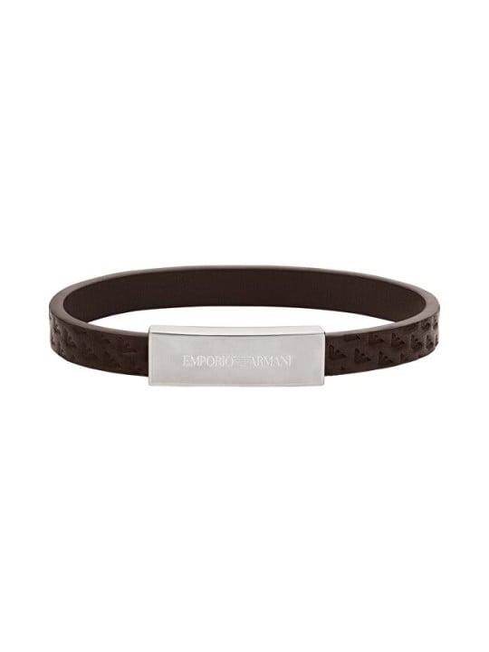 Emporio Armani marrone pelle bracciale EGS3251040 uomo marrone argento 0809