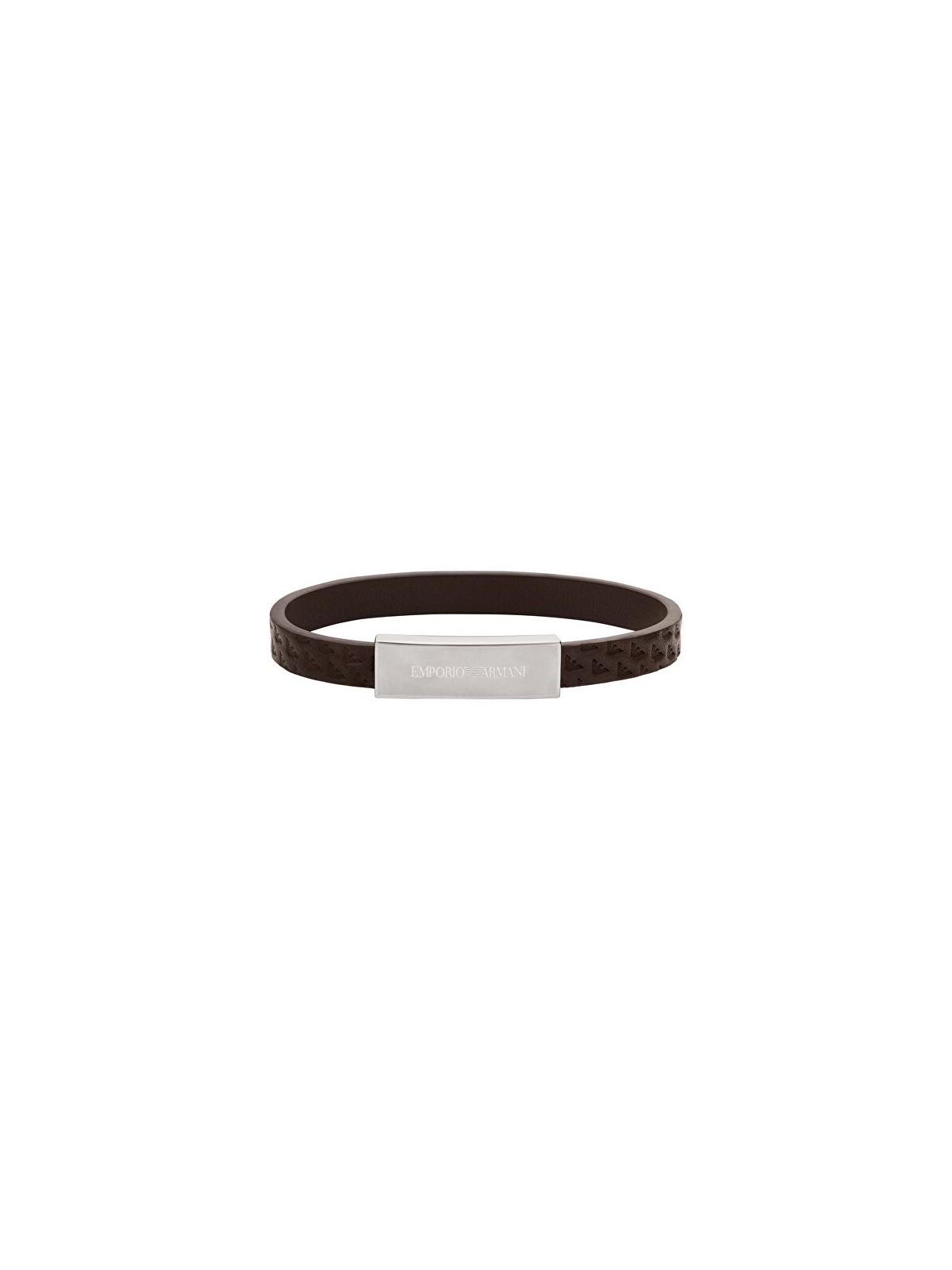 Emporio Armani marrone pelle bracciale EGS3251040 uomo marrone argento 0809