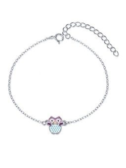 MOISS argento girl's bracciale con an gufo B0001386 donna azzurro rosa viola argento 1092