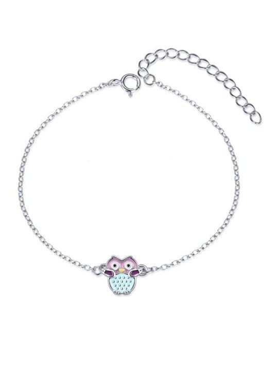 MOISS argento girl's bracciale con an gufo B0001386 donna azzurro rosa viola argento 1092