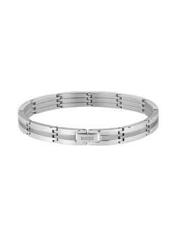 Hugo Boss elegante acciaio bracciale uomo Brooks 1580803 uomo argento 0431