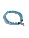 Marc Malone uomo beaded bracciale con turchese incrocio MCGB5096 uomo nero argento turchese 0279