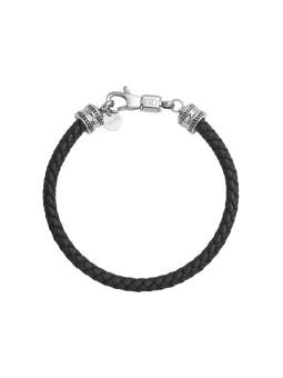Liu Jo cuoio nero bracciale per menmlJ670 uomo nero argento 1209