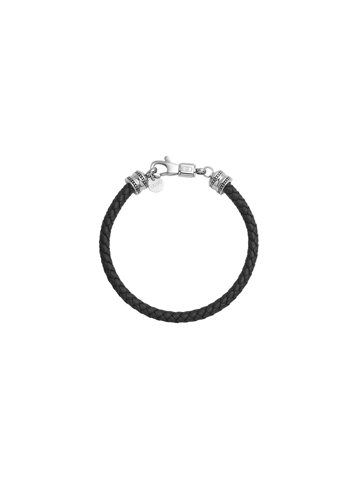 Liu Jo cuoio nero bracciale per menmlJ670 uomo nero argento 1209